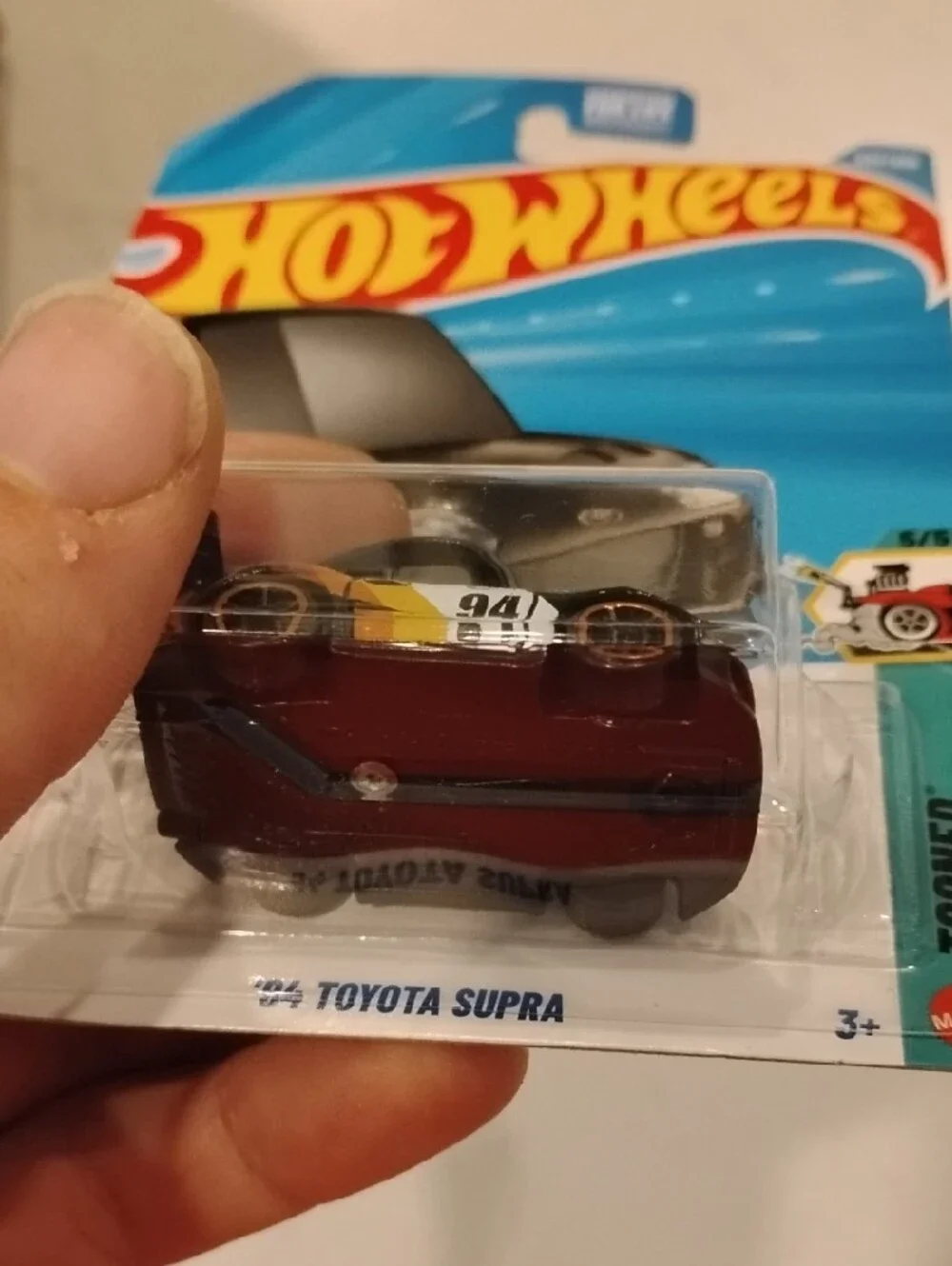 Mattel Hot Wheels '94 Toyota Supra Black with Orange and White Racing Graphics